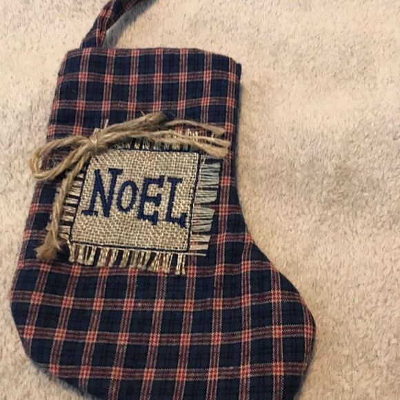 Plaid Christmas Stocking Blue Holiday Decorations - Picture 5 of 16